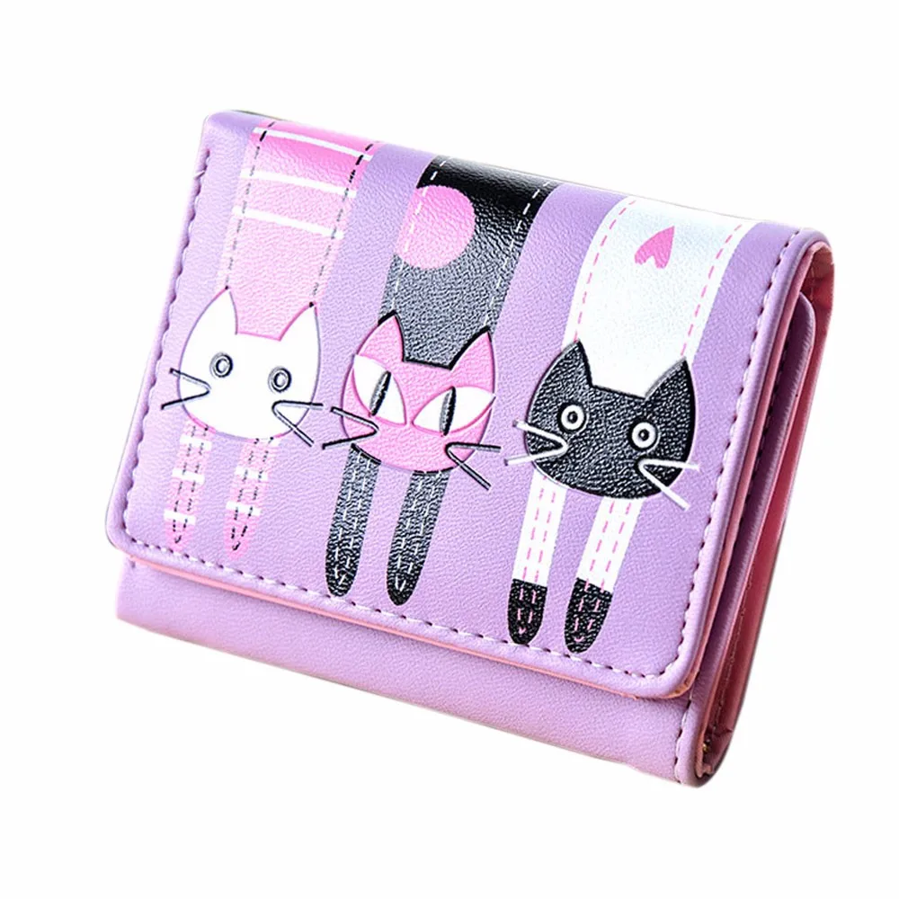 Кошелек mini clipcard holder Модный женский картейрский кошелек с кошкой для женщин - Цвет: Purple