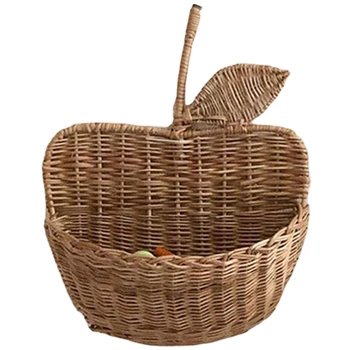 

LUDA Handmade Rattan Storage Storage Apple Shape Basket Funny Cute Baby Room Decor Wicker Organizer Neatening Home Wall Decorati