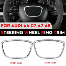 АБС-пластик хром Рулевое колесо украшения Стикеры отделкой блестками крышка кольцо колпачка для Audi A6 C6 C7 A7 A8 2009 2010 2011 2012 2013