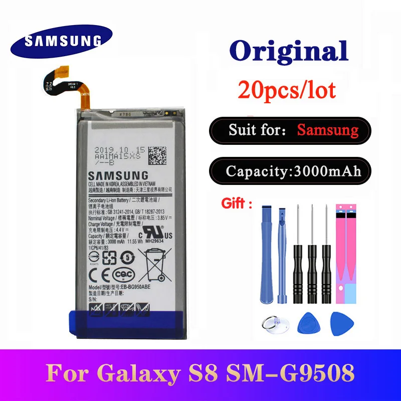 20 шт./лот EB-BG950ABE батарея для Samsung galaxy S8 SM-G9508 G9508 G9500 G950U G950F Оригинальная Замена Bateria