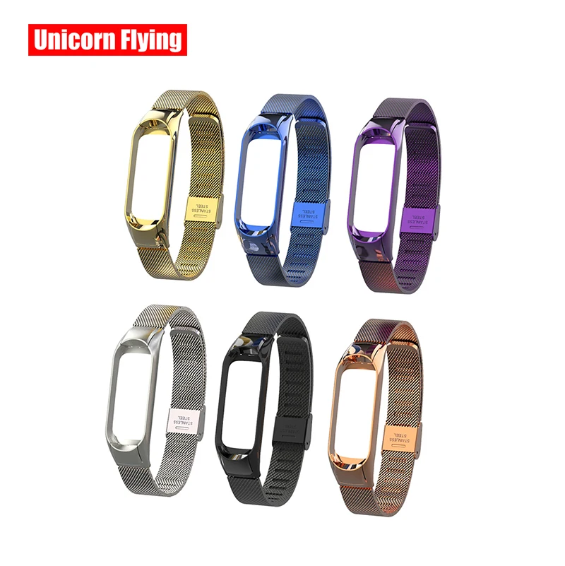 

LinXiang Colorful Metal Stainless Steel Mesh Wrist Strap For Xiaomi Mi Band 4 3 Universal Smart Bracelet Accessories