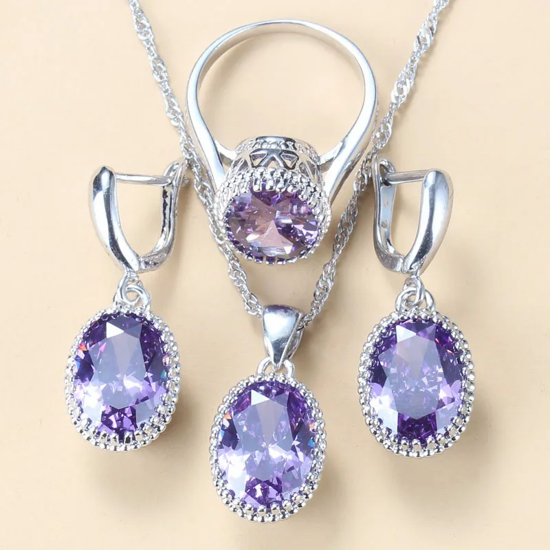 925-Wedding-Engagement Jewelry-Sets Crystal Silver Natural Bridal-Costume AAA Women 