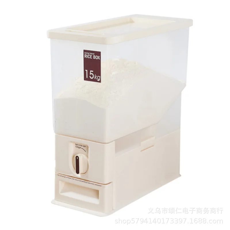 

Cross Border for 15KG Second Generation Japanese Style Household Plastic Rice Box-Measuring Moisture-Proof Pest Control Rice Buc
