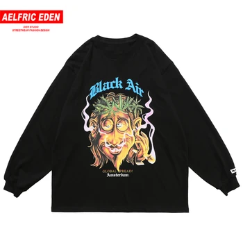 

Aelfric Eden Creative Smoking Print Tshirt Men Autumn Hip Hop Long Sleeve T Shirt Harajuku T-Shirt Casual Tees Shirts Streetwear