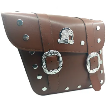 

Left Right Universal PU Leather Motorcycle Saddlebag Rear Seat Saddle Bag Pannier Luggage for Harley Waterproof