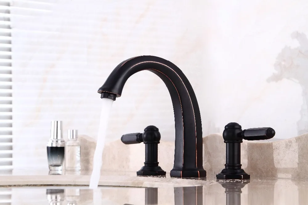 Free shipping Antique black 8" widespread bathroom Lavatory Sink faucet WITH Lever HANDLES deck mounted classic style