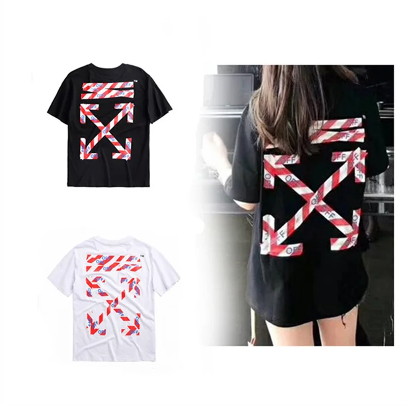OFF-WHITE OW красная двойная стрела кордон ограниченная парная футболка с короткими рукавами