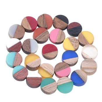 

50 Pieces Resin Wood Round Flat DIY Jewelry Accessories Buckles Loose Beads