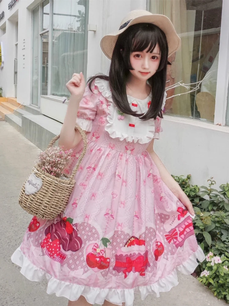 Lolita Style Summer New Japanese Sweet Vintage Dress Kawaii Princess Dress Cos Tea Party Loli Party Vestidos