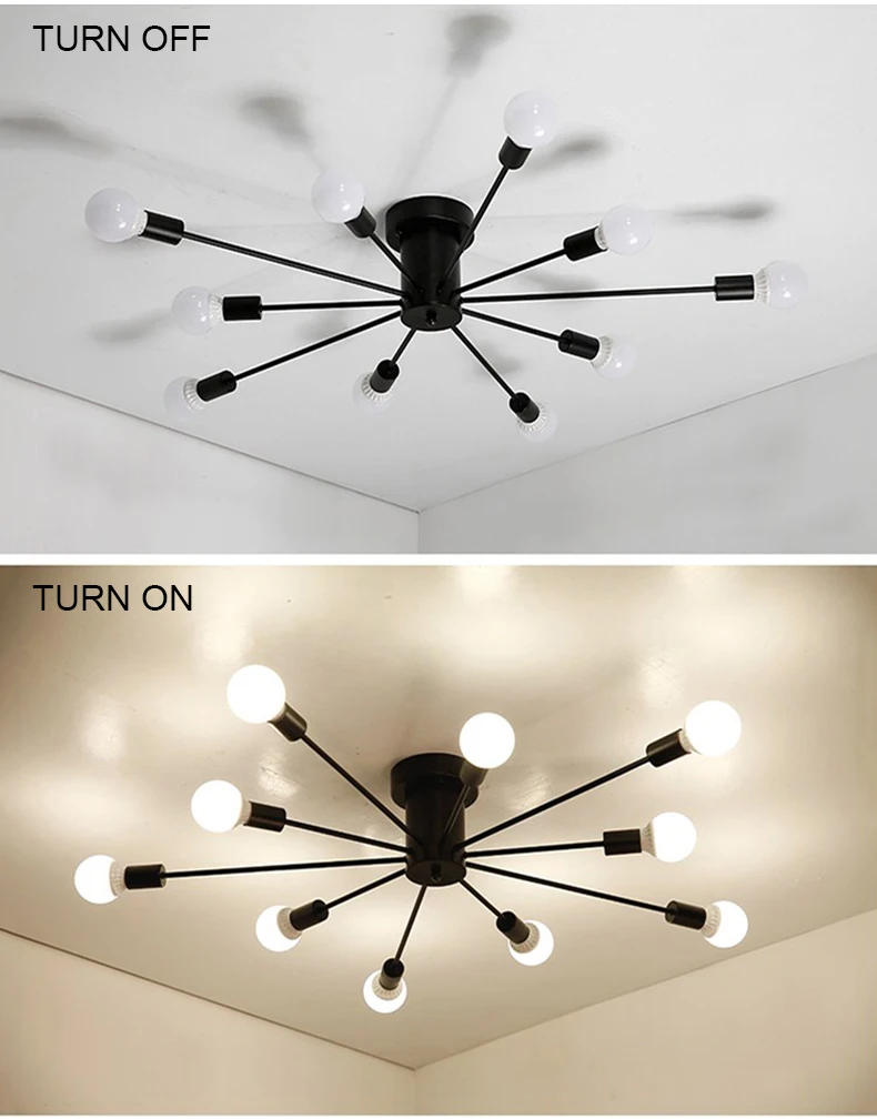 Светодиодный потолочный светильник с пауком, современный винтажный промышленный полузаподлицо, потолочный светильник для кухни, столовой, гостиной, E27, AC 85 V-285 V