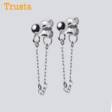 Trustdavis 925 однотонные ювелирные изделия из настоящего стерлингового серебра Цепочка бусы, серьги со шпилькой, для Для женщин девушки дети подарок DA111