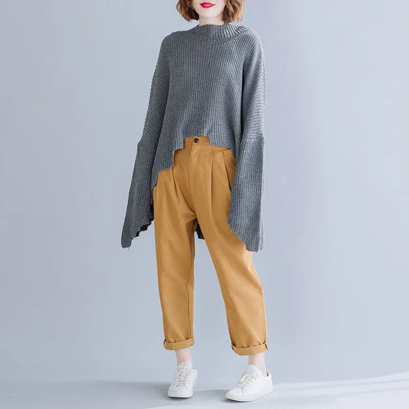 

Plus Size Women Sweater Winter Female Lady Fashion Basic Pullovers Tops Warm Wool 1/2 Turtleneck Batwing Sleeve Knitted Sweater