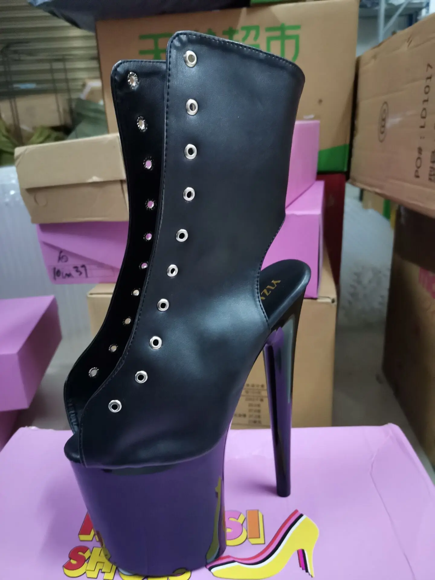 8 inches, sexy ankle boots, matte black vamp models use 20 cm stiletto heels for parties, nightclub pole dancing, dancing shoes
