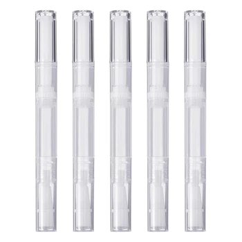 

5 Pack 3 Ml Transparent Twist Pens Empty Nail Oil Pen With Brush Tip Cosmetic Lip Gloss Container Applicators Tool Eyelash Growt