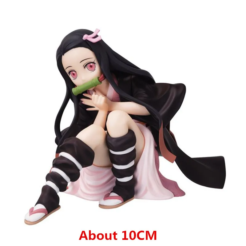 Аниме Статуэтка демон убийца Kimetsu no Yaiba Kamado Tanjirou Agatsuma Zenitsu Kamado Nezuko ПВХ фигурка игрушки Juguetes - Цвет: Черный
