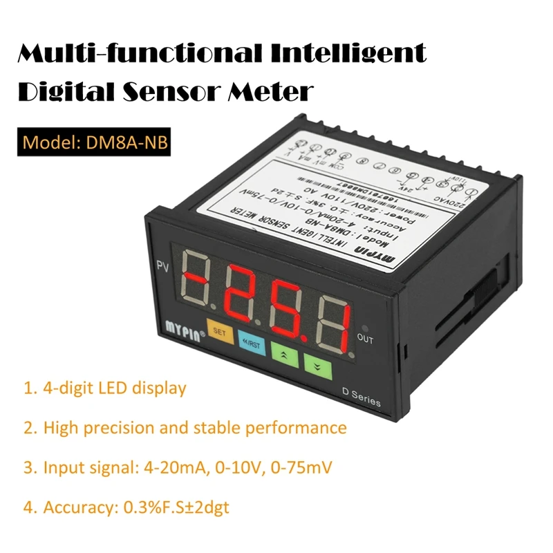 HLZS-mypin цифровой Сенсор метр Многофункциональный интеллигентая(ый) Led Дисплей 0-75Mv/4-20Ma/0-10V Вход