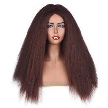 Кудрявые прямые 24 дюймов парик длинные волосы парики для чернокожих Для женщин термостойкий парик из синтетического материала для афро Femme