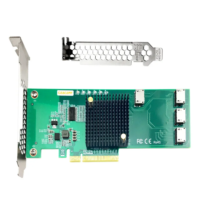 Ceacent NVMe контроллер SSD Riser 12Gbs ANOL4PE08 Oculink разъем четырехпортовый PCIe X8 Oculink к sff8639
