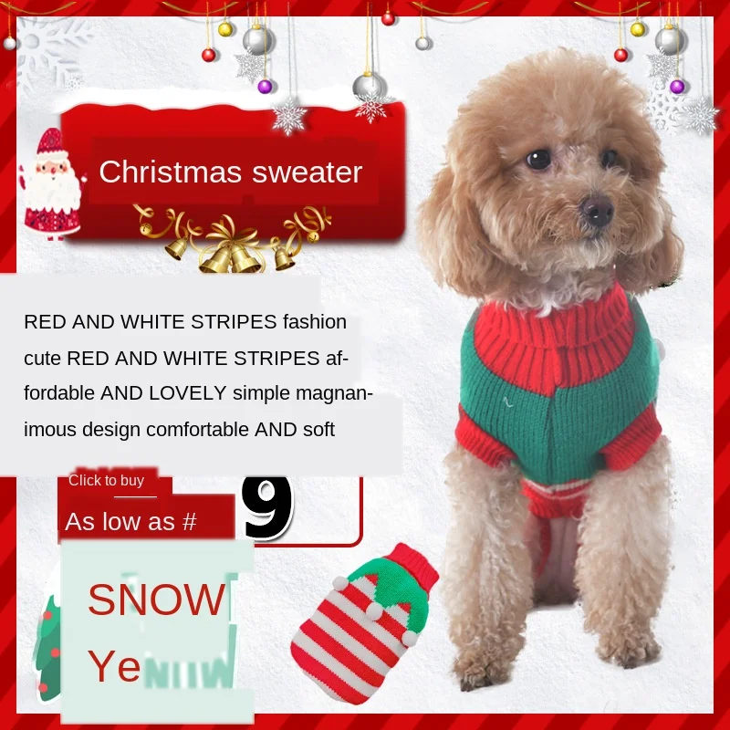 

Dog Christmas Autumn Winter Sweater Teddy Dog Small Dog Cat Pet Christmas Clothes Knitting