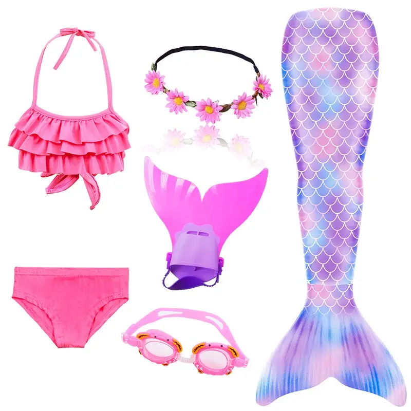 Купальник с хвостом Русалочки для девочек; костюм для костюмированной вечеринки; детский купальный костюм русалки с хвостом; купальный костюм