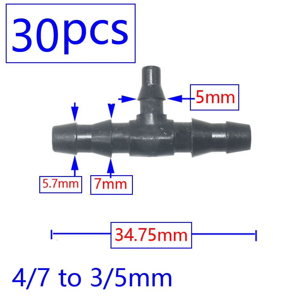 Irrigation Sprinkler 1/8 1/4 Inch Double Barbed Tee Single Elbow Water Pipe Connector Fitting Repair for 3/5 4/7mm Hose Coupler 