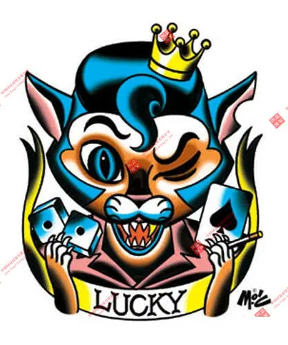

Tattoo Art Cool Cat Racing Motorcycle Helmet Stickers