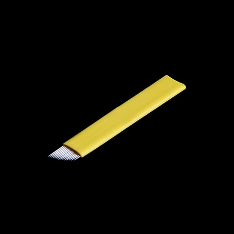0,2 мм 500 шт Yellow14Pin Перманентный макияж ручные Иглы для татуировки бровей лезвия для 3D вышивки микроблейдинг татуировки ручка машина