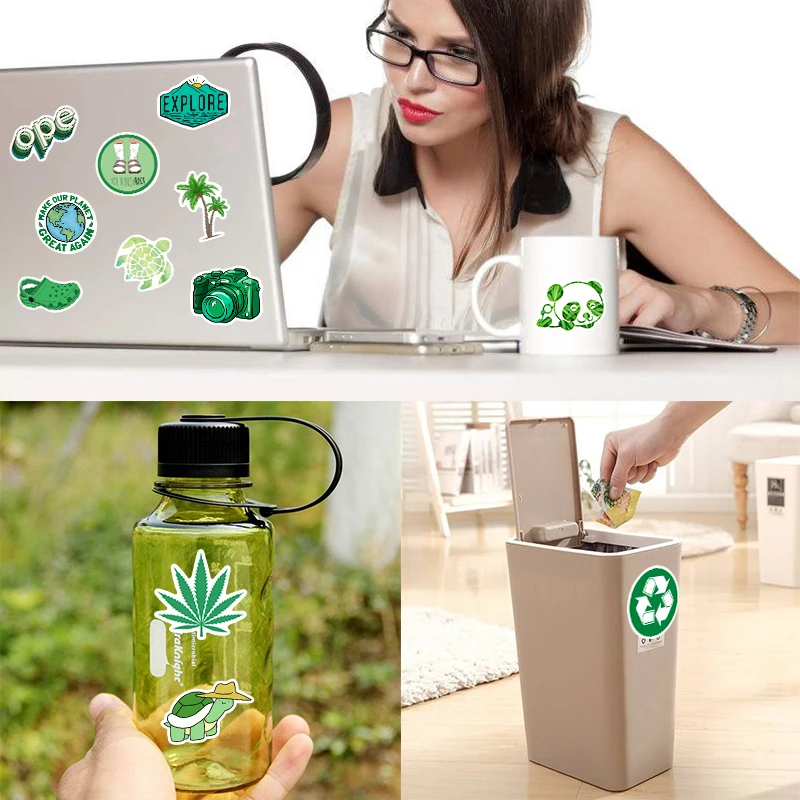 50 шт. зеленый мультфильм наклейка s для DIY ноутбук багаж холодильник декор для скейтборда Водонепроницаемая игрушка граффити наклейка для детей