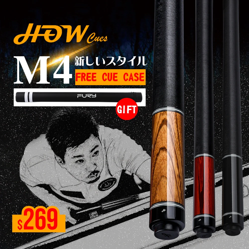 

Official Store HOW M4 Series Pool Cue12.8mmTip HOW Radial Pin Professional Play Cue Handmade Irish Iinen Grip Rare Solid Billard