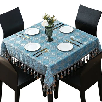 

Simple Square Tablecloth Square Household Blue Table Tablecloth Old-Fashioned Table Square Table Mahjong Table European Style