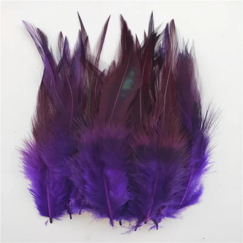 Purple 50 шт./партия, куриные перья 4-6 дюймов, 10-15 см, петушиные перья для рукоделия, шлейф для украшения ювелирных изделий - Цвет: Purple