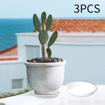 

3pcs Flower Pot Reusable Plant Saucer Container Waterproof Drip Tray Smooth Easy Clean Indoor Outdoor Round PP Balcony Succulent