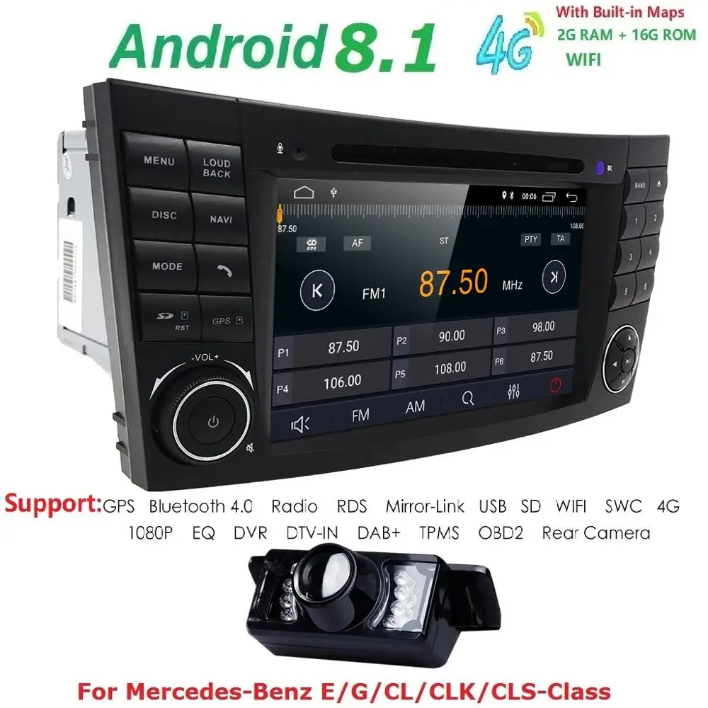 Clearance 2 din Android 8.1Car Radio CAR DVD Player For Mercedes W211 W219 W463 CLS350 CLS500 CLS55 E200 E220 E240 E270 E280 AudioStereo 1
