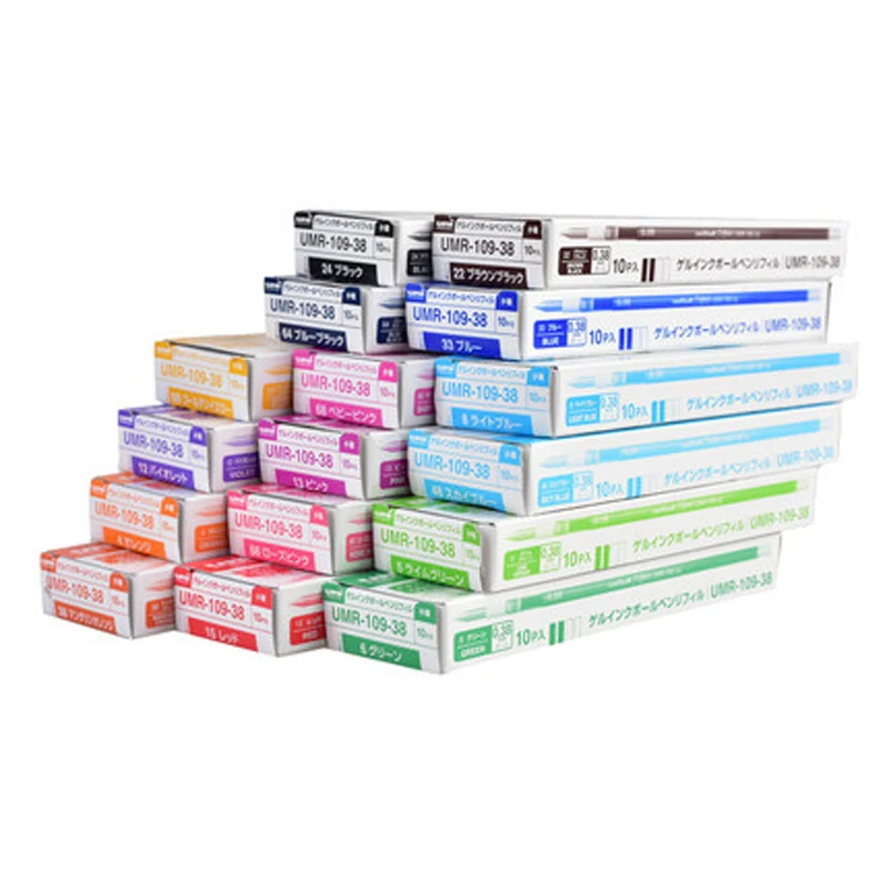 Uni Style Fit Gel 멀티 펜 리필, 0.38, 0.28, 0.5mm, 8PCs/로트, 블랙, 블루, 골드, 16 가지 색상 사용 가능 필기 용품 UMR-109