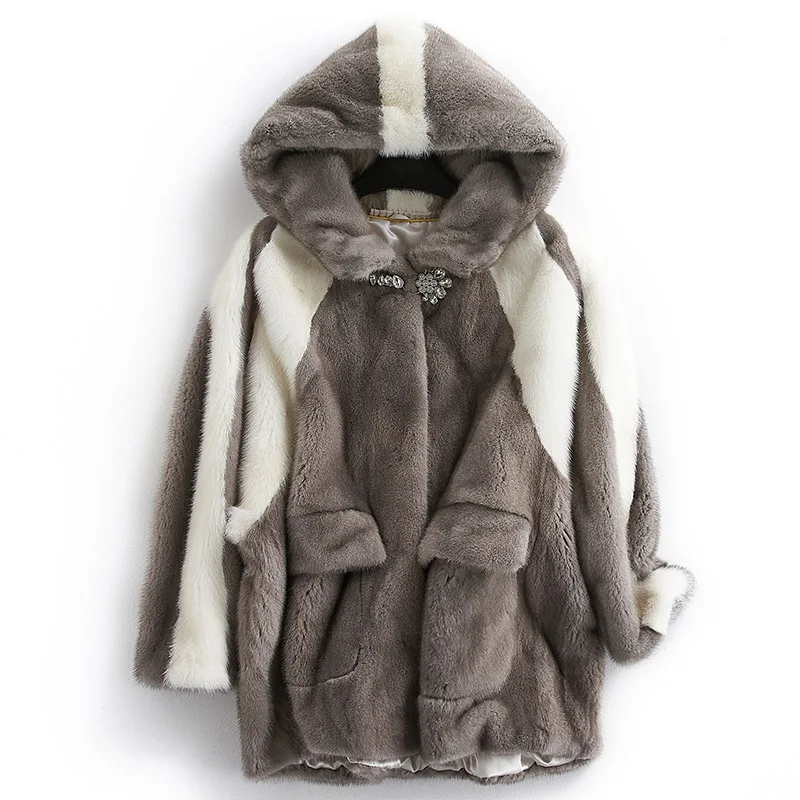 

Women's Fur Coat Jacket Batwing 2019 New Real Mink Fur Coat With Hooded Winter Female Plus Size Full Pelt Luxury Femme fur Cloth