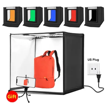 

60*60cm 24 inch Portable Photo studio box Photography Softbox 60W White Lighting Studio Shooting Tent Box Kits&6 Backdrops