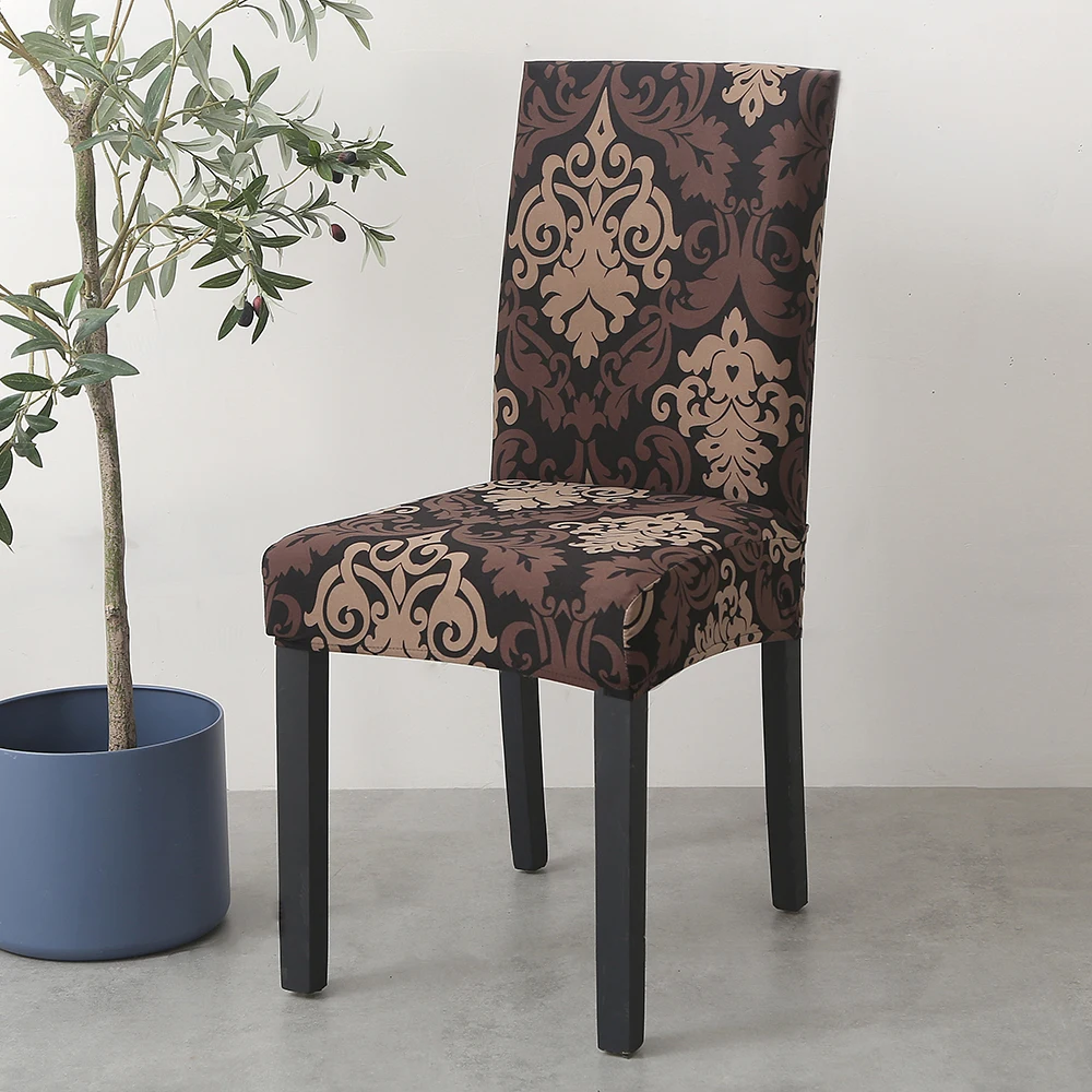 

1/2Pcs Europe Printed Chair Cover Removable Washable Stretch Seat Cover Dining Room Chair Cover For Living Room Hotel