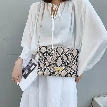 

New Fashion Women's Synthetic Leather Messenger Bag Boa Snake Skin Handbag Bag Fashion Crossbody Clutch Lady Evening Bag #20