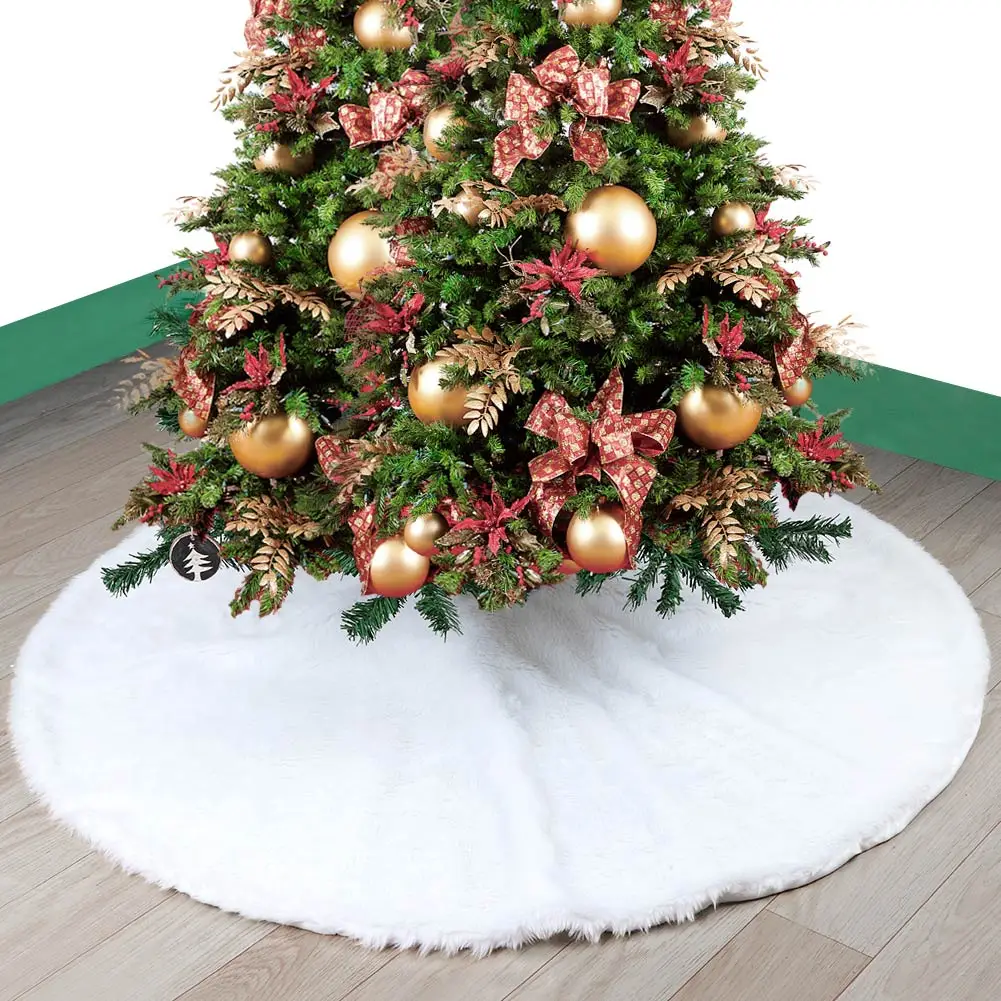 TUPARKA 78cm Christmas Tree Skirt Snow White Plush Skirt Christmas Decorations Xmas Home Decoration Tree Skirts 
