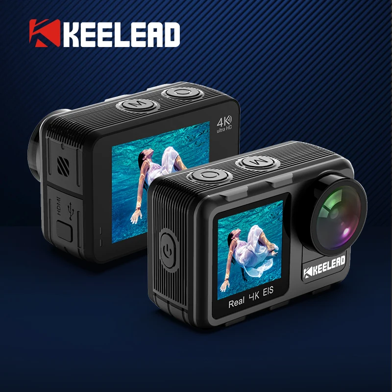 KEELEAD K80 Action Camera 4K 60FPS 20MP 2.0 Touch LCD EIS Dual Screen WiFi 5m body Waterproof Remote Control 4X Zoom Sports Cam