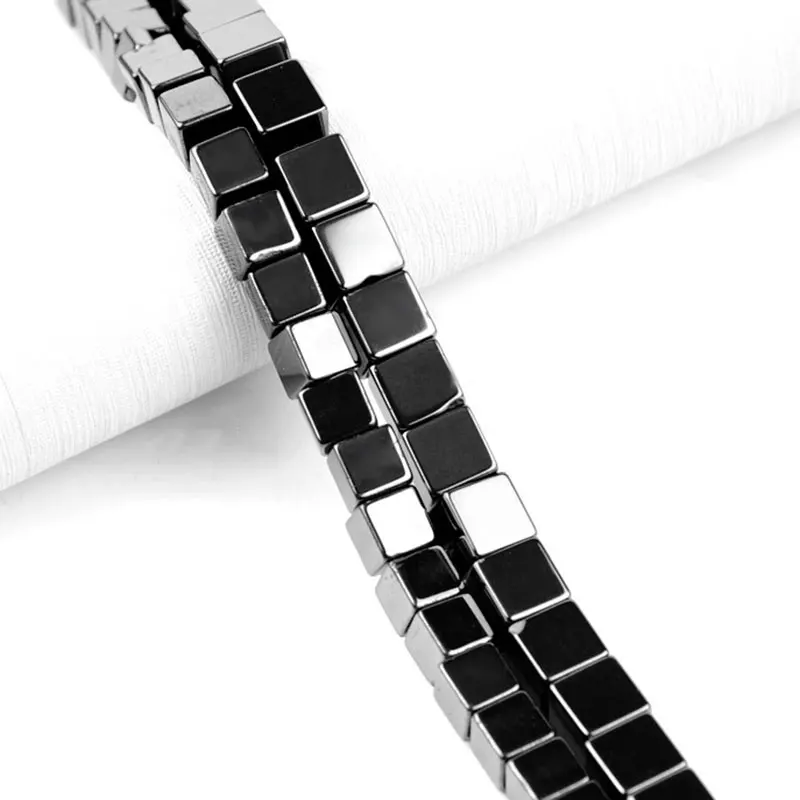 Natural Beads Black Hematite Cube Beads For Jewelry Making 15