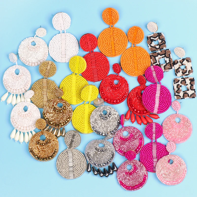 

JUJIA Boho Colorful Beaded Drop Earrings for Women Girls Wedding Jewelry Handmade Fashion Designs Dangle Statement Earrings
