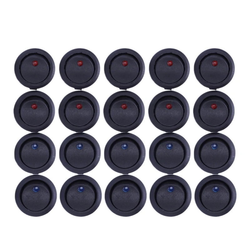 

20 Pcs 12V 20A Amps On/Off/ 3 Position Terminal Round Rocker LED Toggle Switch Blue & Red