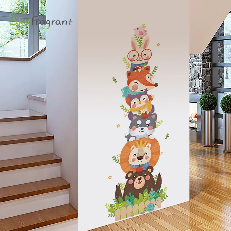 shanefre Cute Cartoon Self-Adhesive Children Height Sticker Wall Sticker Home Decoration Wall Stickers