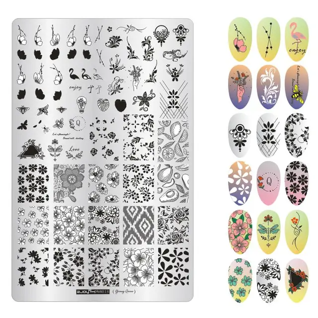 Big Size 9.5*14.5cm Nail Stamping Plates Flower/geometric shaped nail art template for DIY nail art decoration plate tools PLUS18