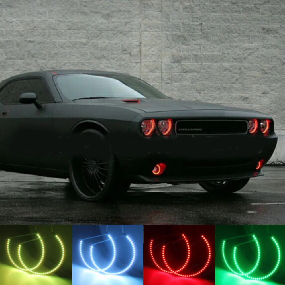 12 В DC автомобильный фонарь светодиодный Ангел глаз RGB Halo Кольца для Dodge Challenger Запчасти Набор