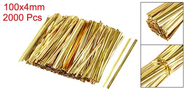 Gold 4 Inches Uxcell 2000 шт. 3 дюйма 4 дюйма Металлические Твист Галстуки 100/80 мм x 4 мм для сумок для искусства и ремесел Золотой Синий Серебряный Фиолетовый Зеленый Красный - Цвет: Gold 4 Inches