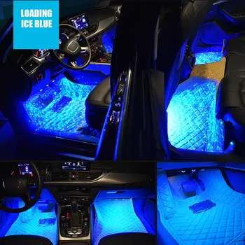 

LED Car Foot Light Ambient Lamp With USB Wireless Remote Music Control Multiple Modes Automotive Interior Decorative Lights