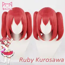 【Anihut】Ruby קורוסאווה פאת קוספליי אהבה לחיות שמש נשים אדום סינטטי שיער קורוסאווה רובי פאה