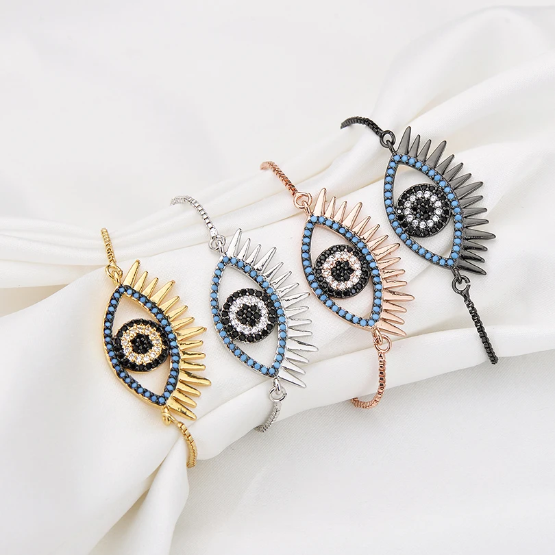 Pipitree модный браслет evil eye медный синий и черный CZ подвеска с цирконом регулируемые цепи браслеты для женщин мужчин унисекс ювелирные изделия